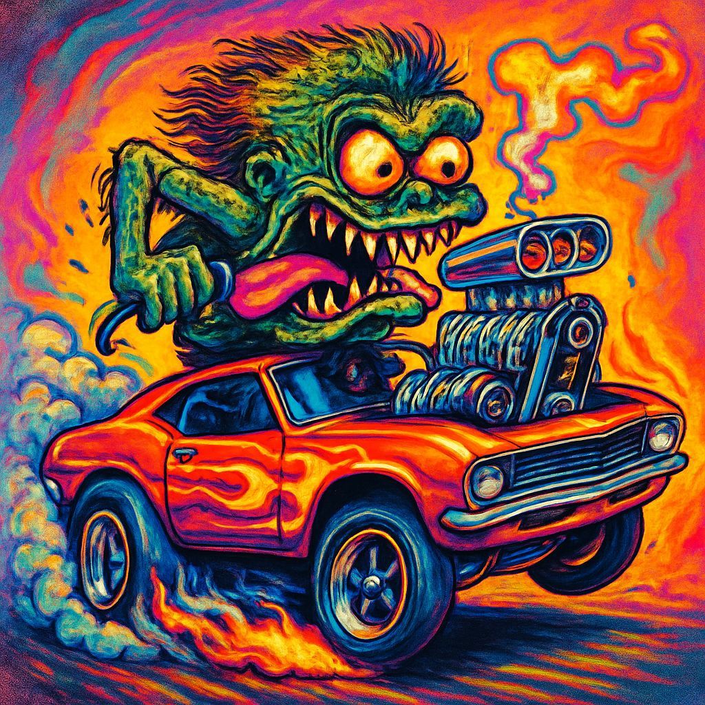 Grotesque Monster Hot Rod in Surreal Colors