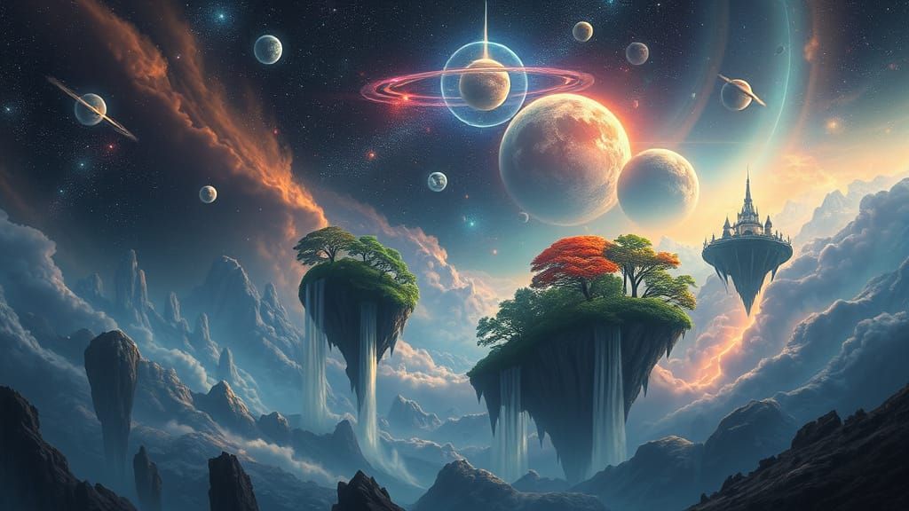 Floating Islands in a Celestial Dark Fantasy Universe