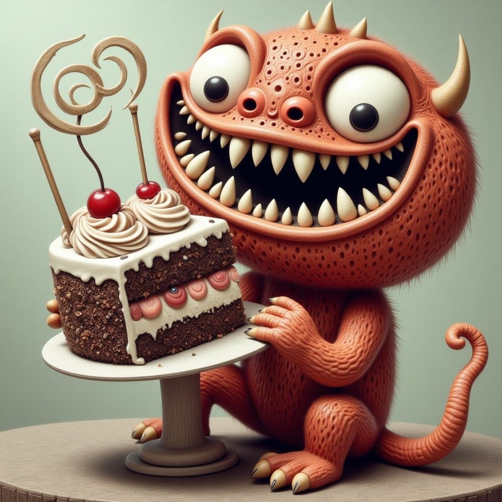 Crayon Monster Cake Art in Whimsical Style