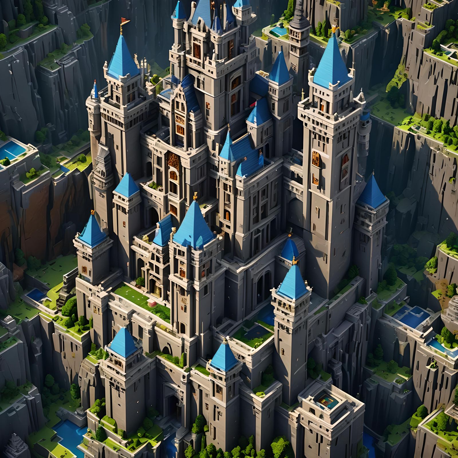 Gigantic Minecraft Castle Made of Bedrock and Netherite