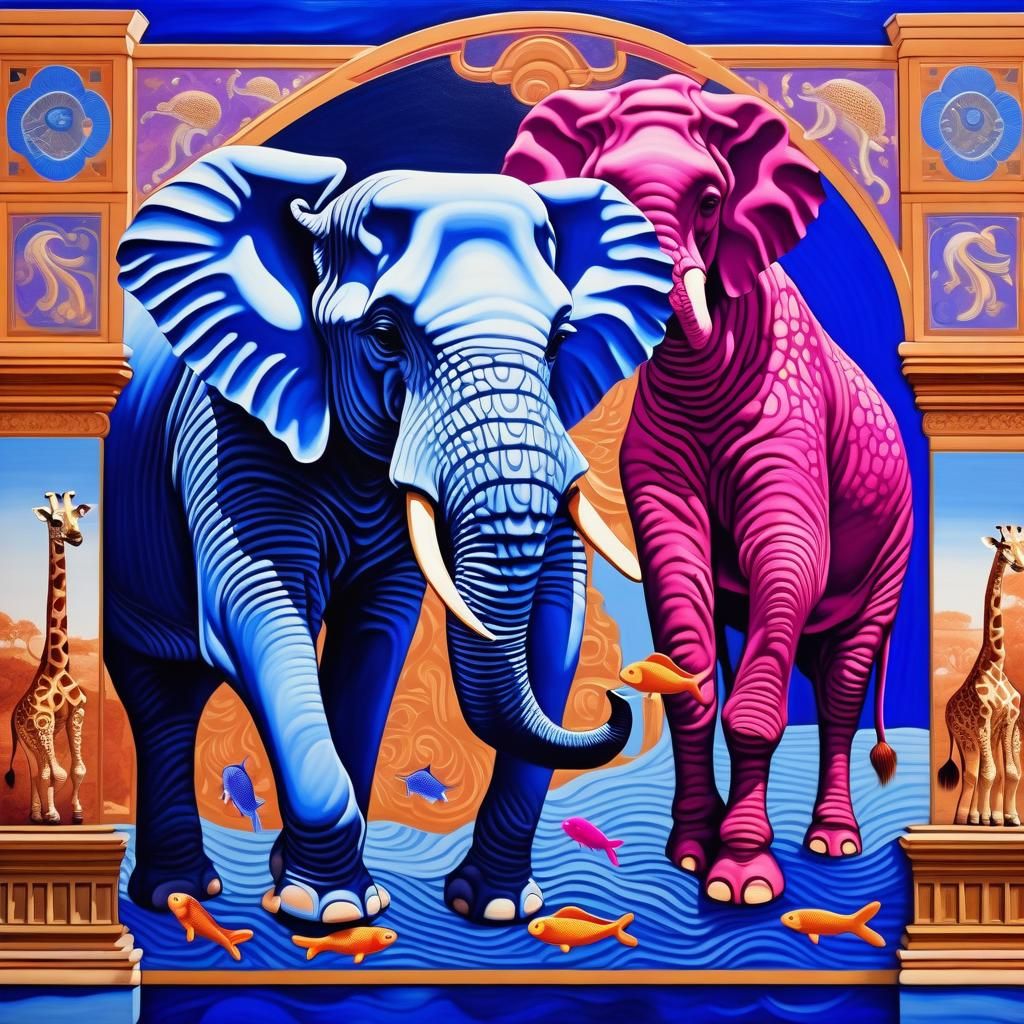 Surreal Chimeras in Renaissance Fresco Style