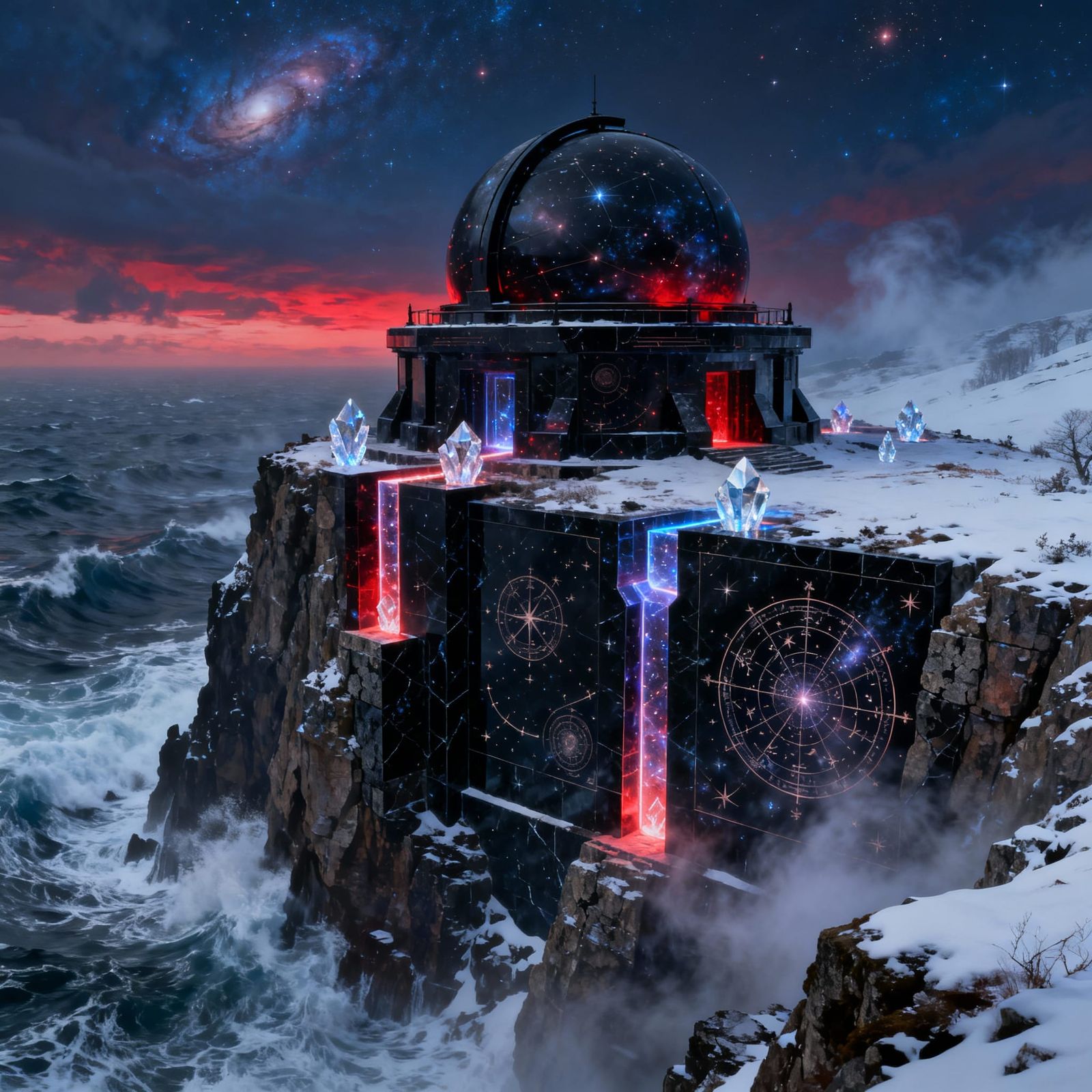 Ancient Observatory on Stormy Cliff, Cosmic Energy Rebuildin...
