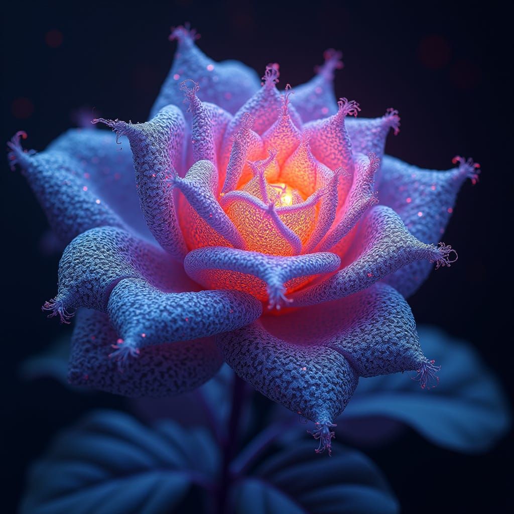 Mesmerizing Bioluminescent Rose Fractals in 3D