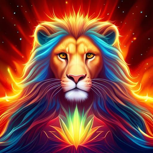 Zodiac Leo Portrait: Lion King in Cosmic Fire