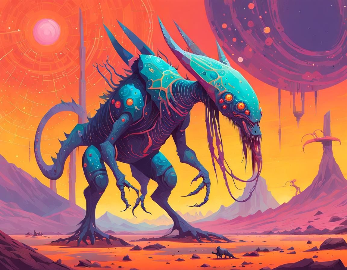 Extradimensional Cryptid in Alien Landscape