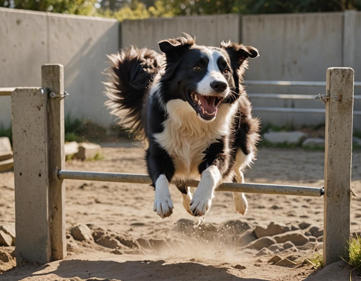 Border Collie Agility Jump in 3D Concrete Art