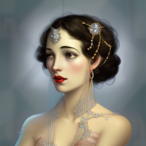Glamorous Princess Portrait in Art Nouveau Style