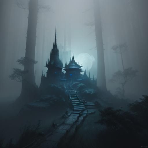 Ninja in Moonlit Forest: Fantasy Matte Painting