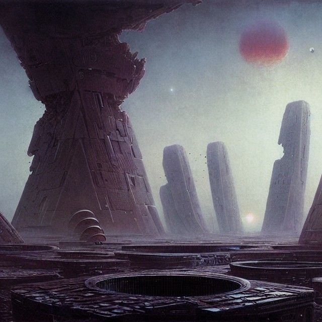 Alien City Ruins in Post-Apocalyptic Landscape