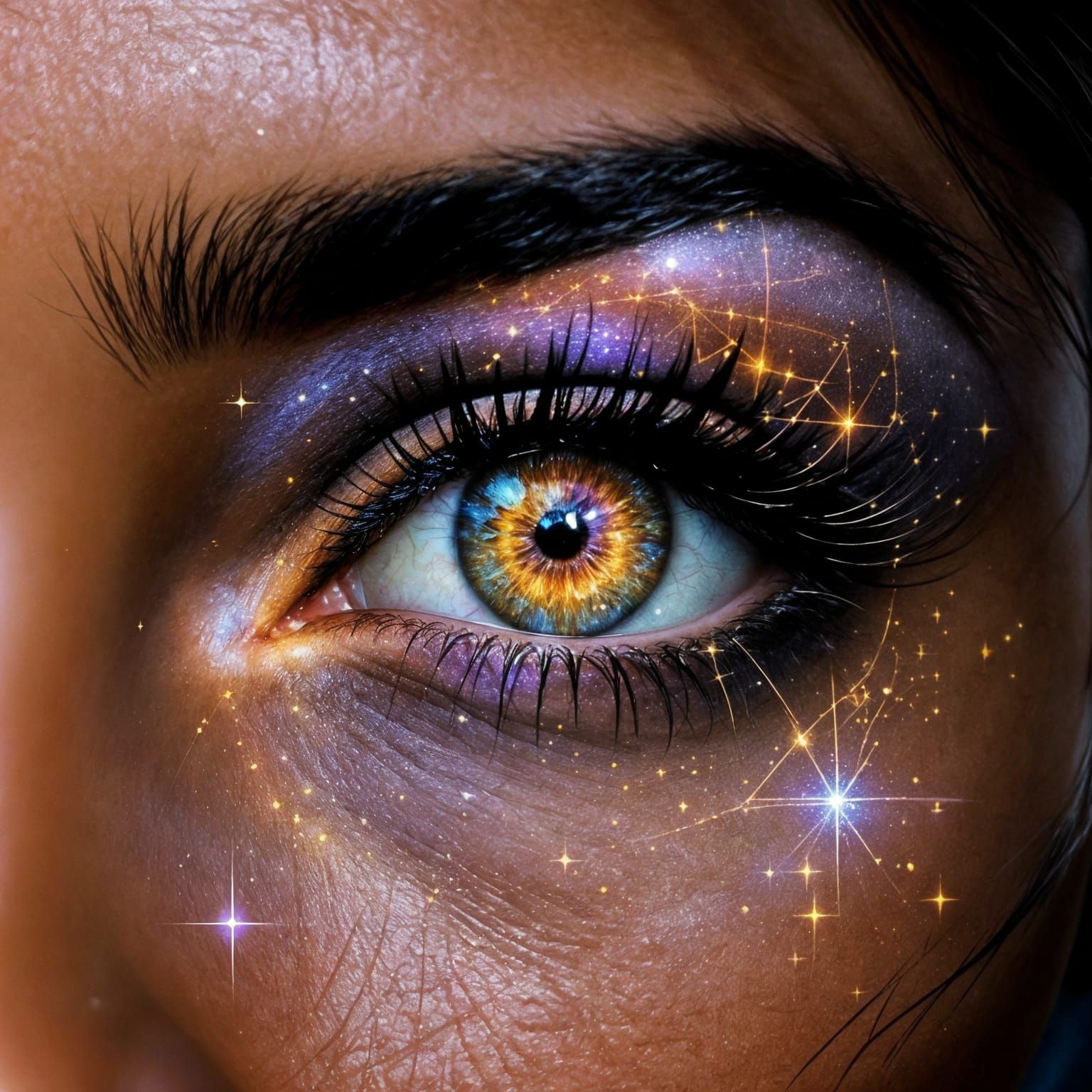 Galaxy Eye with Leo Constellation Tattoo