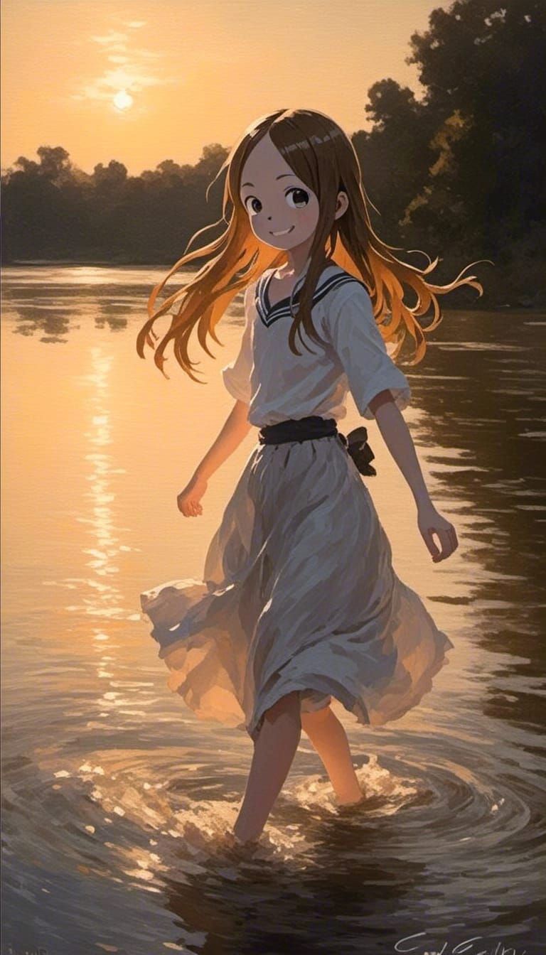 Cute Girl Smiling by the River