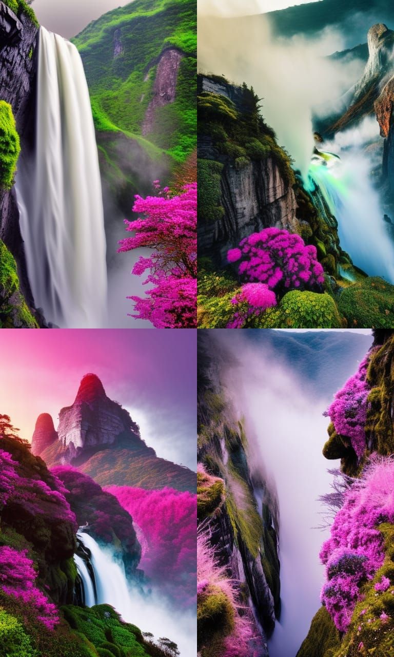 Ancient City on Rocky Peaks: A Maximalist Digital Painting