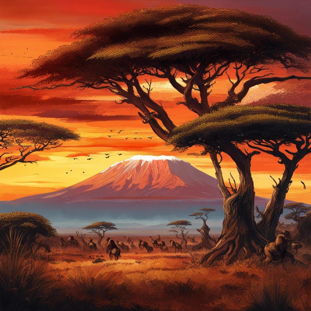 Sunset over Mount Kilimanjaro