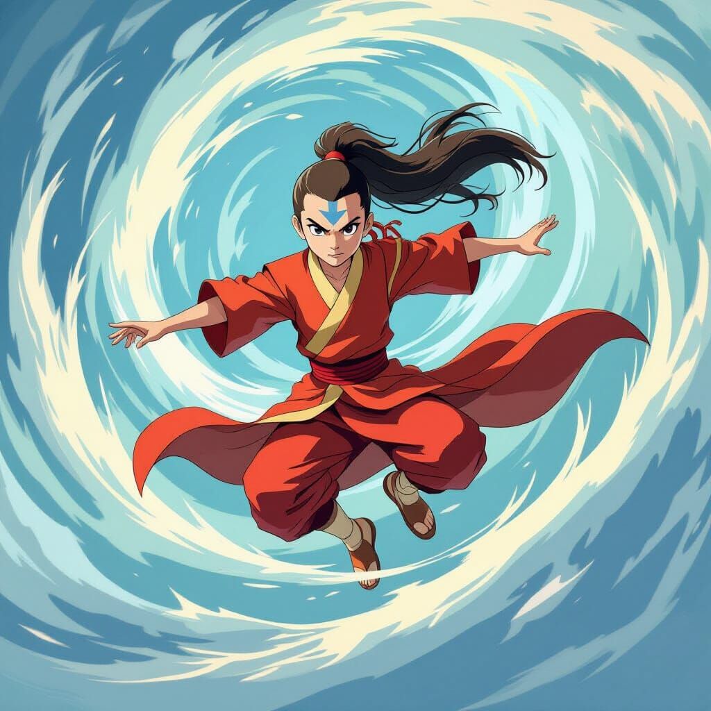 Young Airbender in Epic Anime Style
