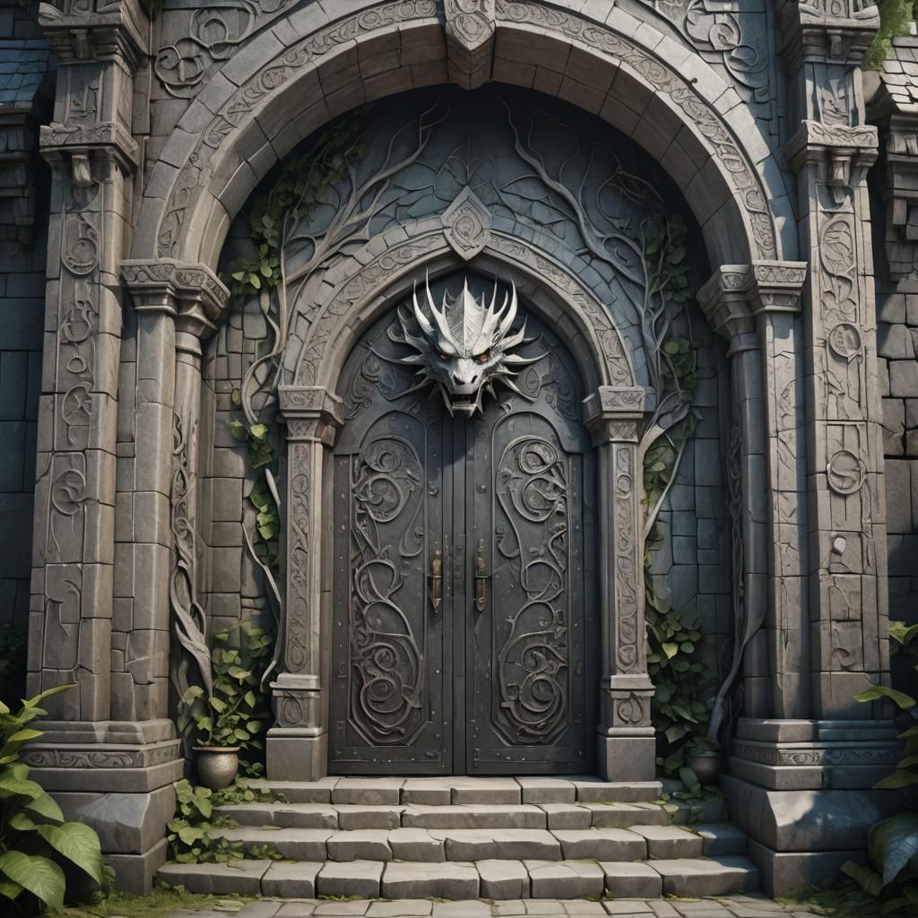 Fantasy Drow Temple Entrance: Dragon, Dream, Fate