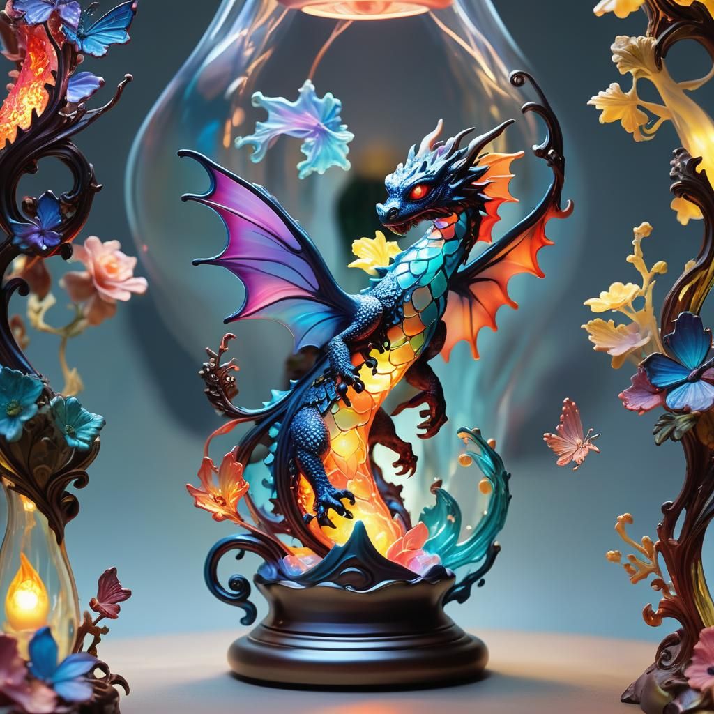 Dragon Lava Lamp in Iridescent Digital Art