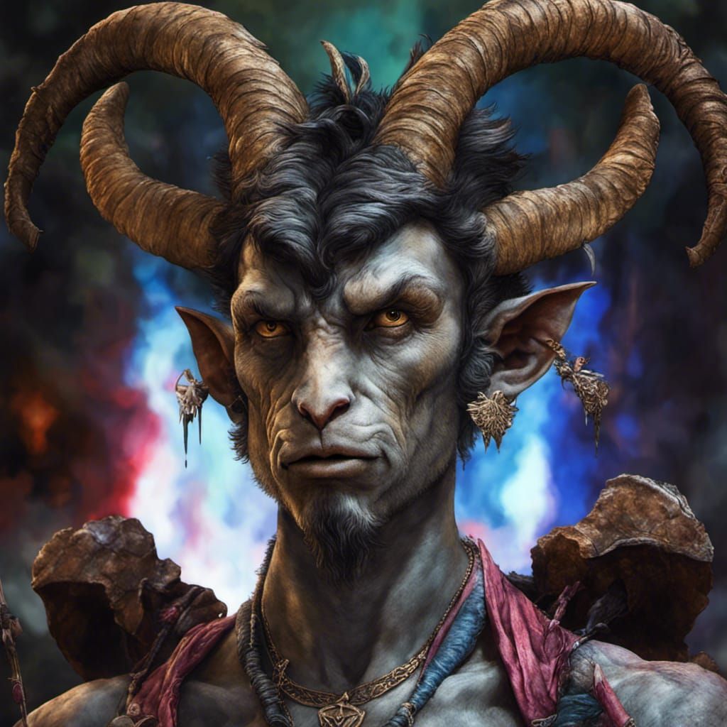 Intricately Detailed Satyr in Watercolor Style