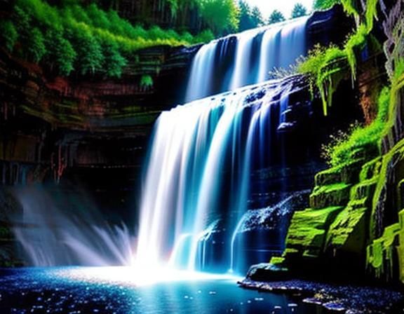 Alcohol Ink Waterfall: Hyperdetailed Sparkling Art