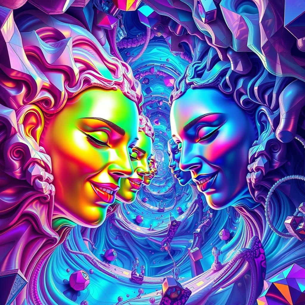 Dreamlike Fractal Realm in Neon Hues