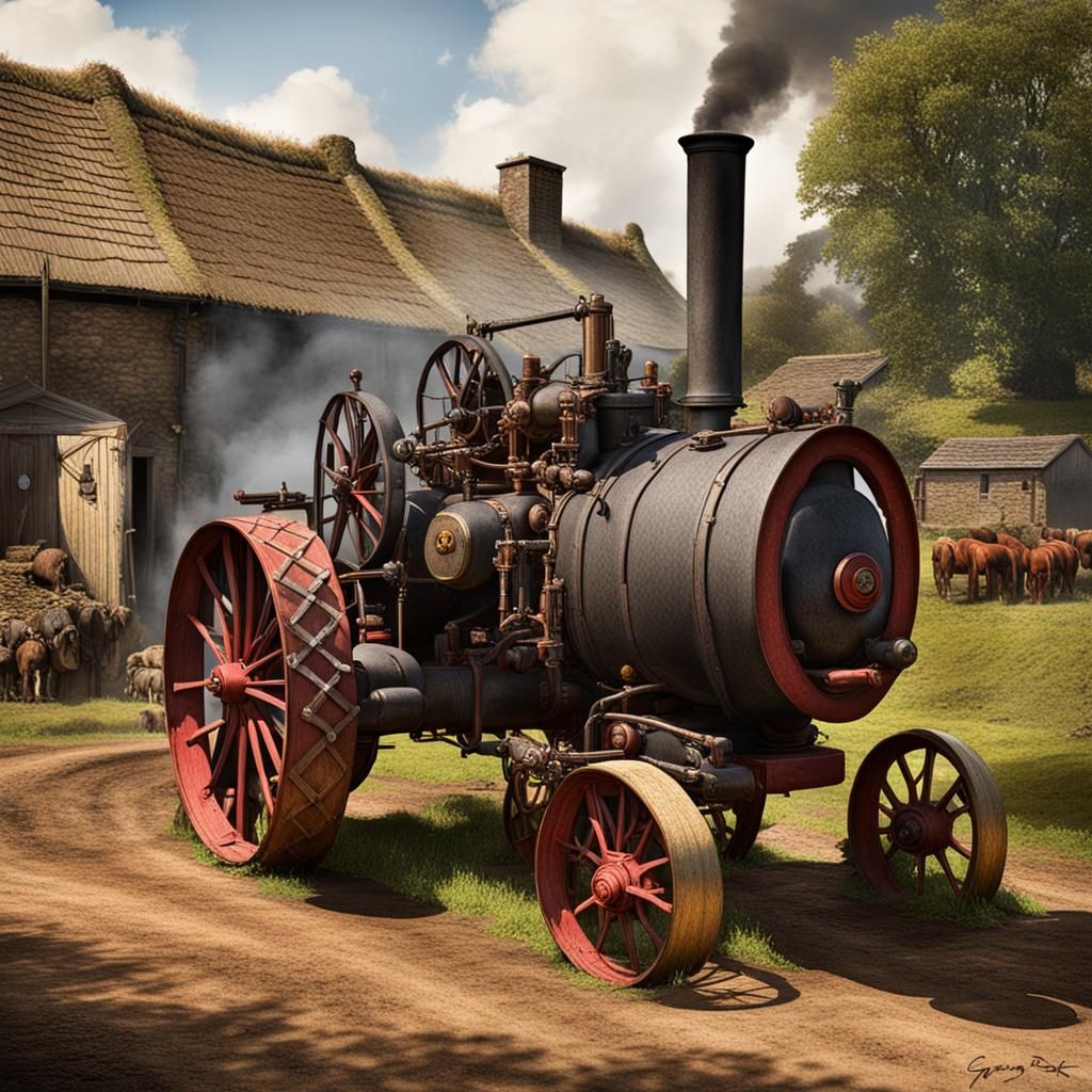 Burrell Steam Tractor: Fantasy Farmyard Photo