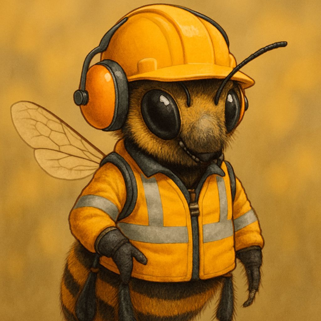 Worker Bee in Safety Gear: AI Generated Image