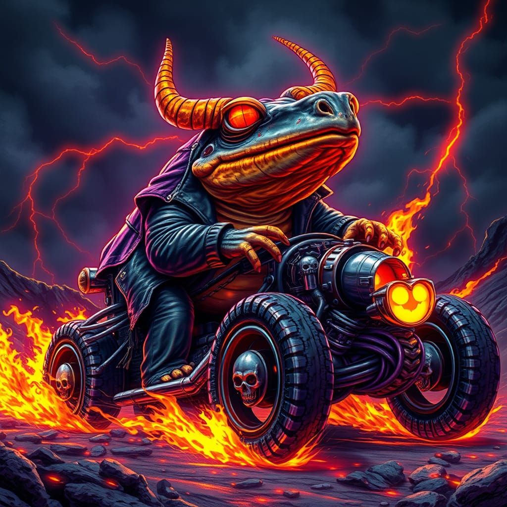 Demon Toad Hot Rod in Dark Fantasy Style