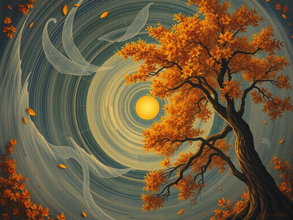 Autumn Equinox Spirograph in Thick Oil
