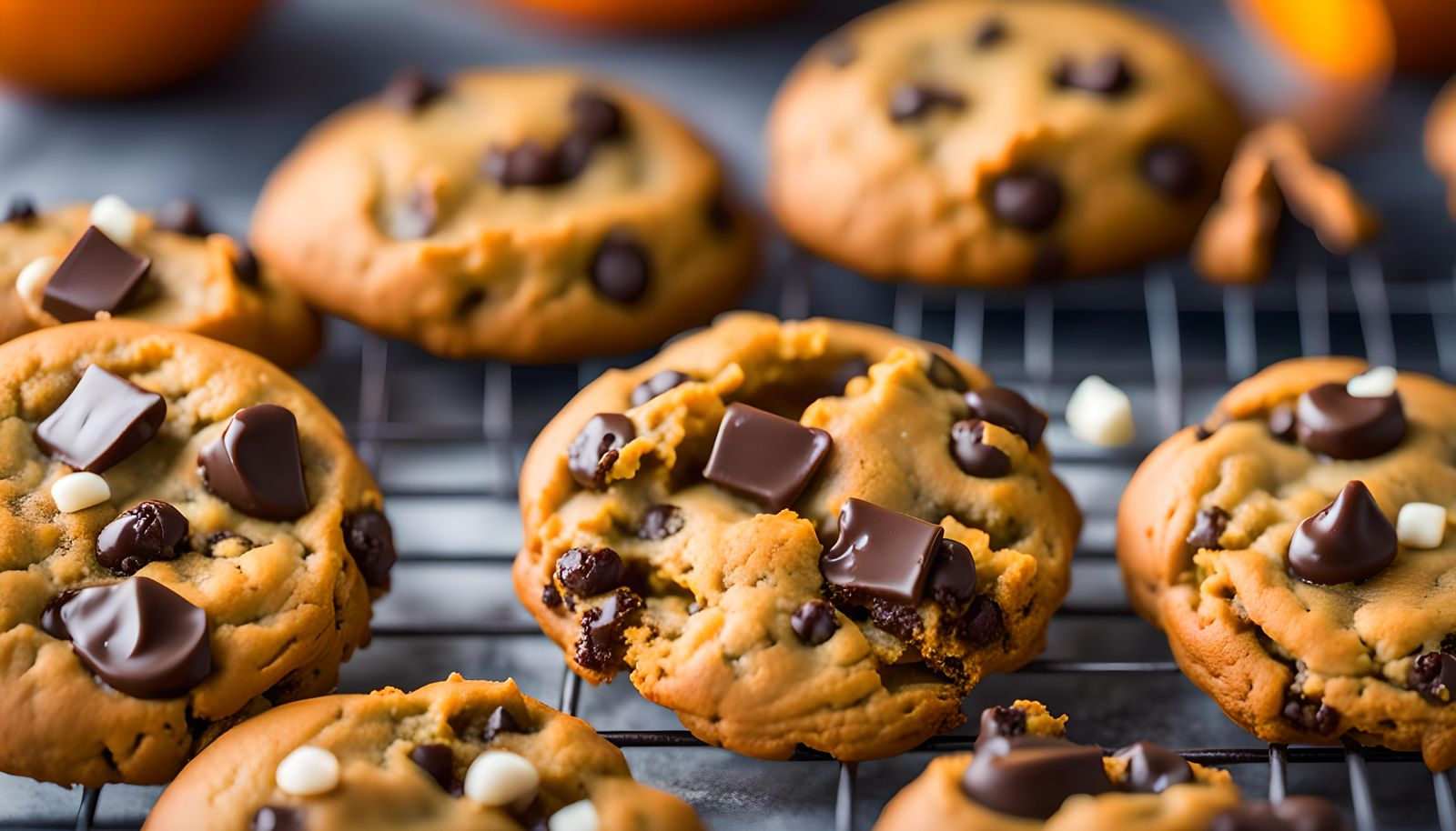 Delicious Pumpkin Chocolate Chip Cookies, Professional Photo...