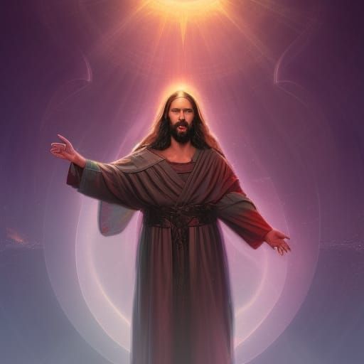 Mysterious and Beautiful Christ with Halo