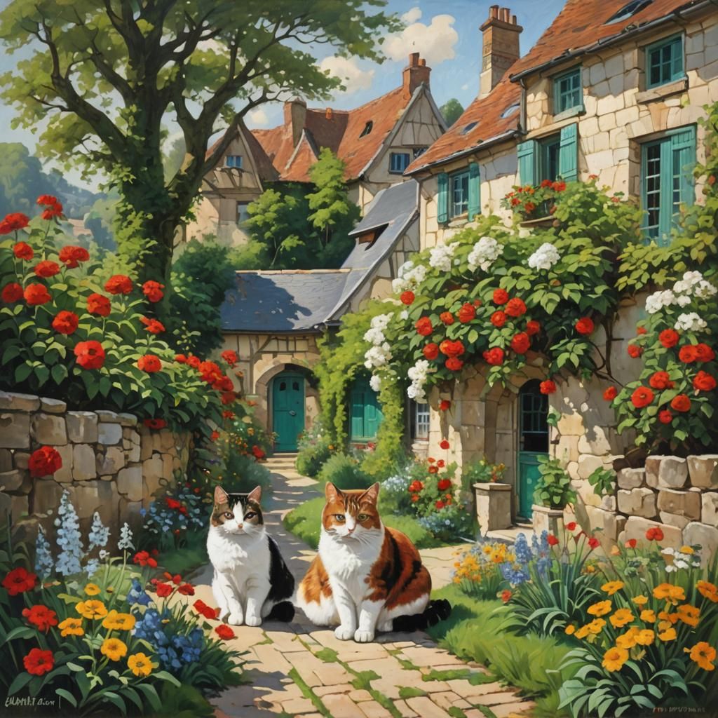 Normandy Landscape with White House as Oil Painting