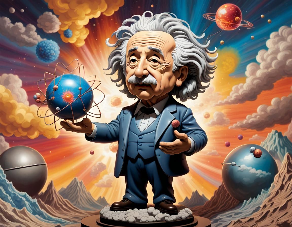 Einstein Bobblehead on Atomic Bomb: Comic Book Art
