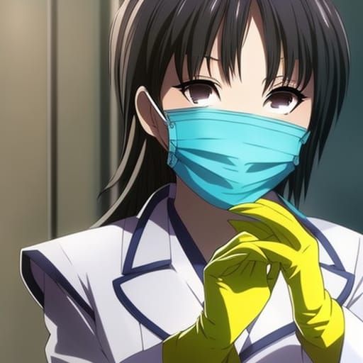 Anime Style Female Dentist in Surgical Mask
