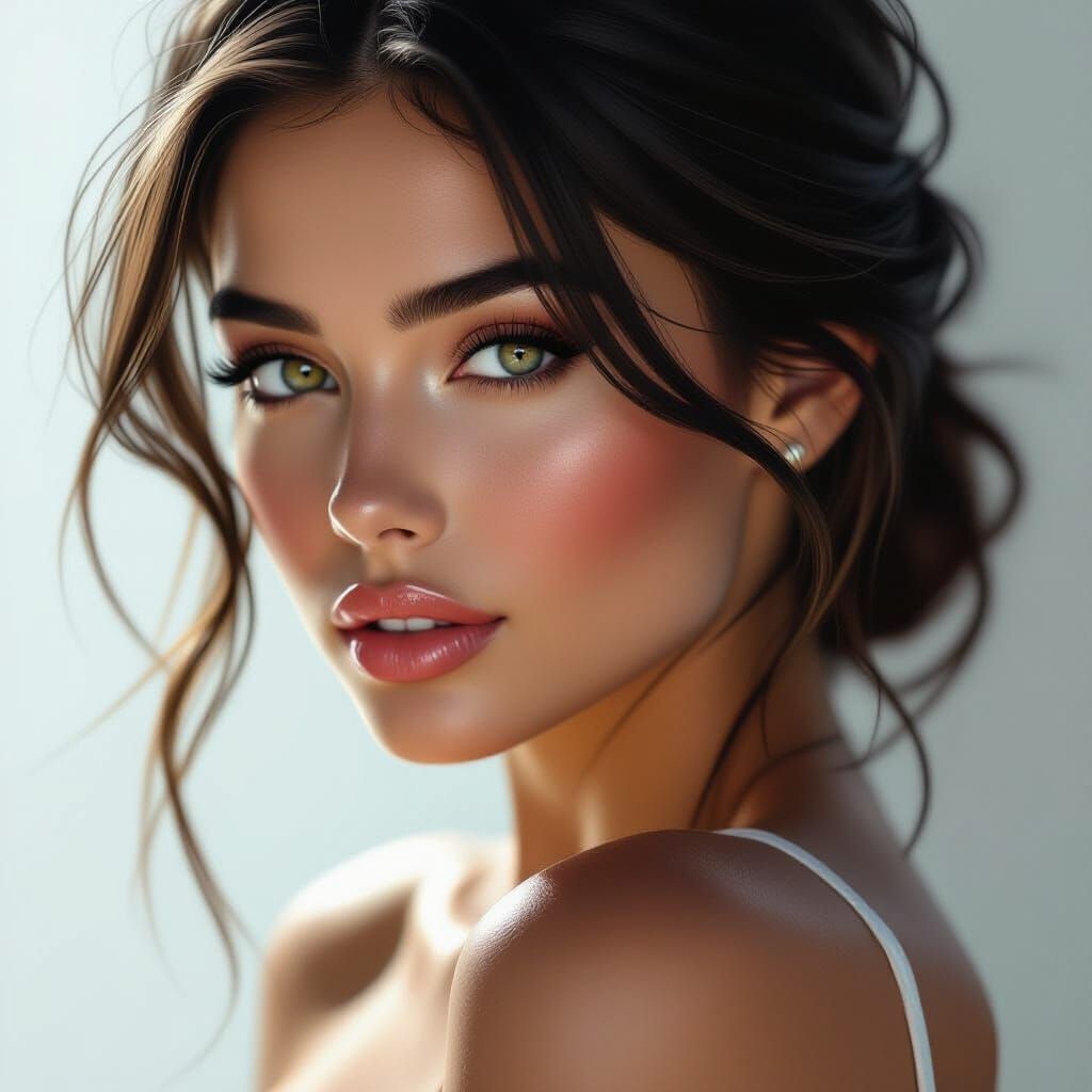 Beautiful Girl in Dramatic Black and White Backlight