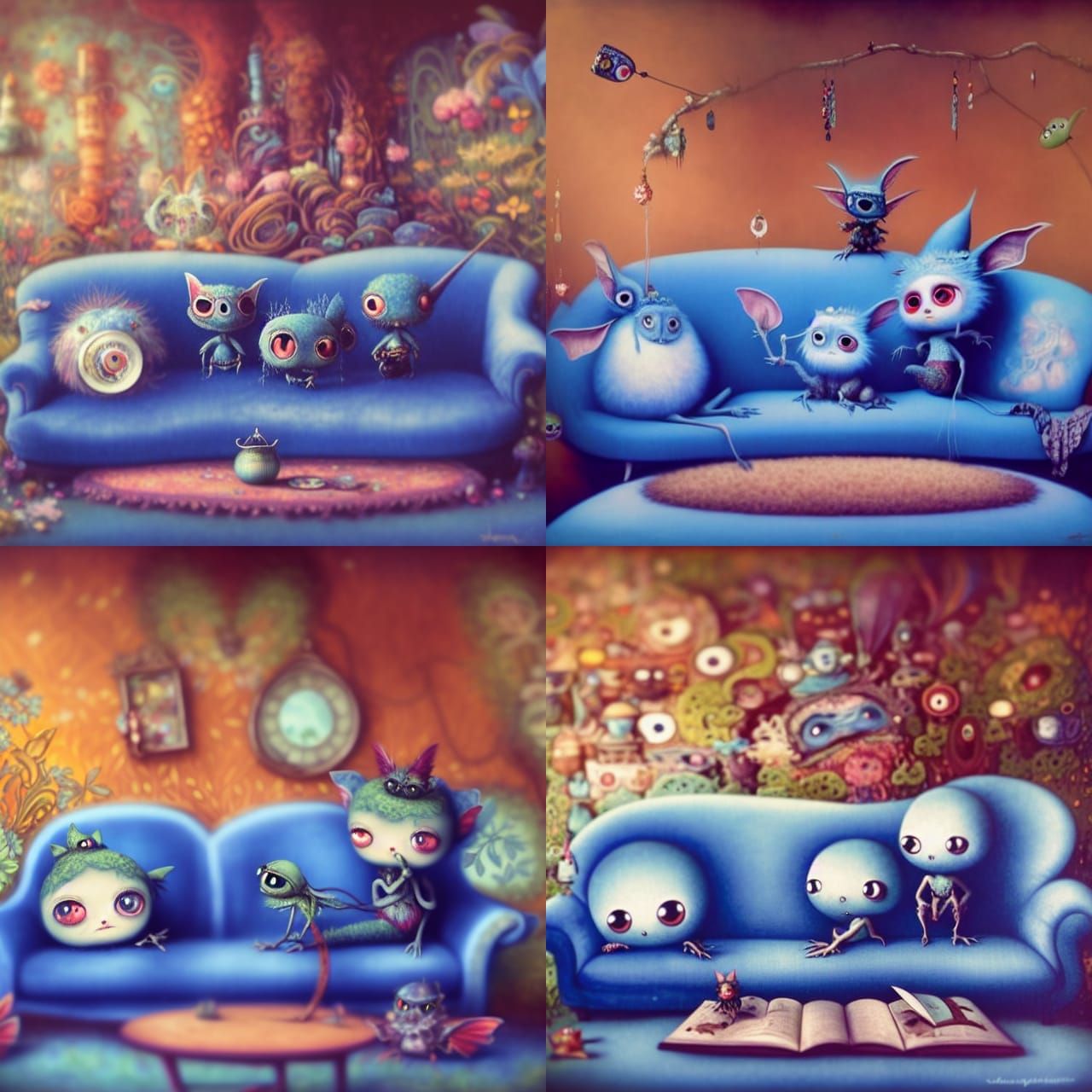 Blue couch pixies