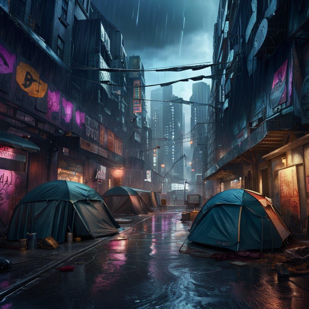 Cyberpunk Dystopia: Urban Decay in Photorealistic Detail