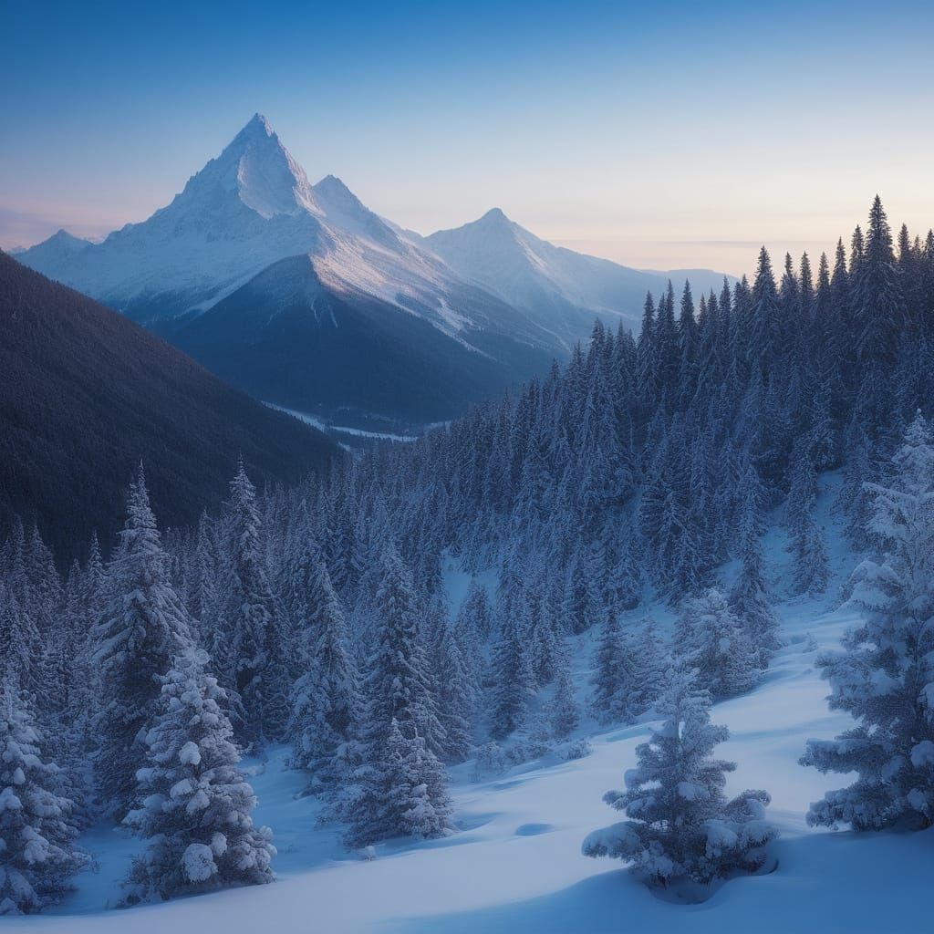 Hyperrealistic Witch Flying Over Forest at Sunset