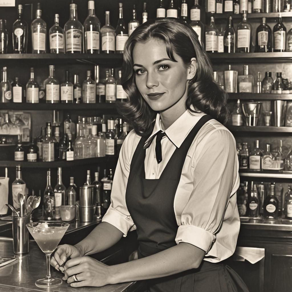 Waitress in Cocktail Bar: An AI Interpretation