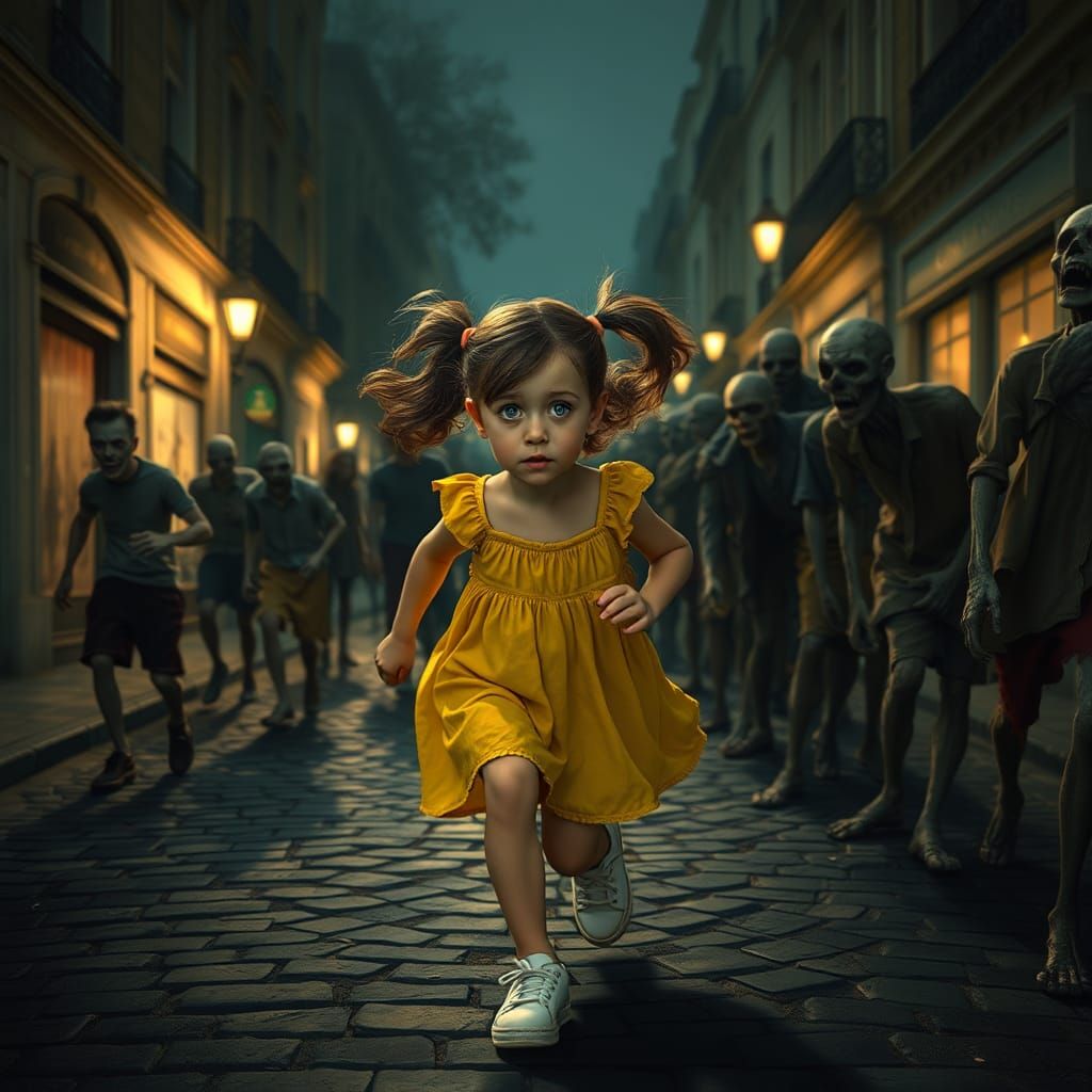 Girl's Zombie Escape in Paris, Gothic Style