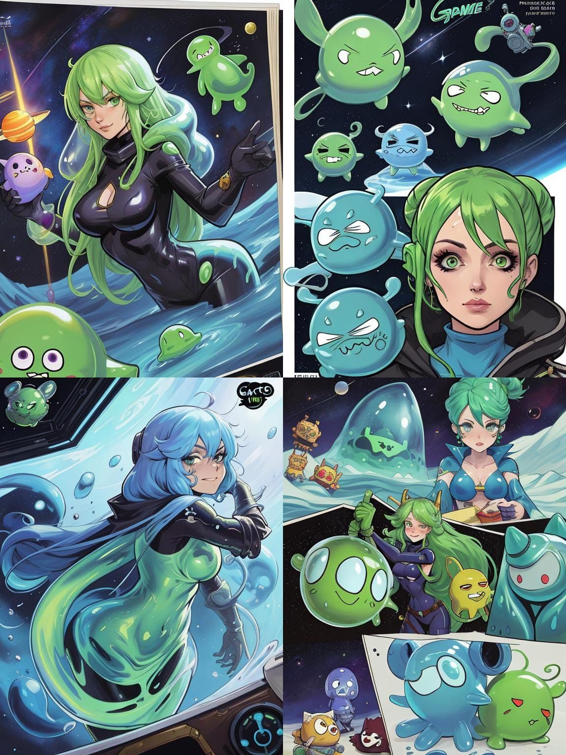Space Pirate Slime Girls in Comic Book Art