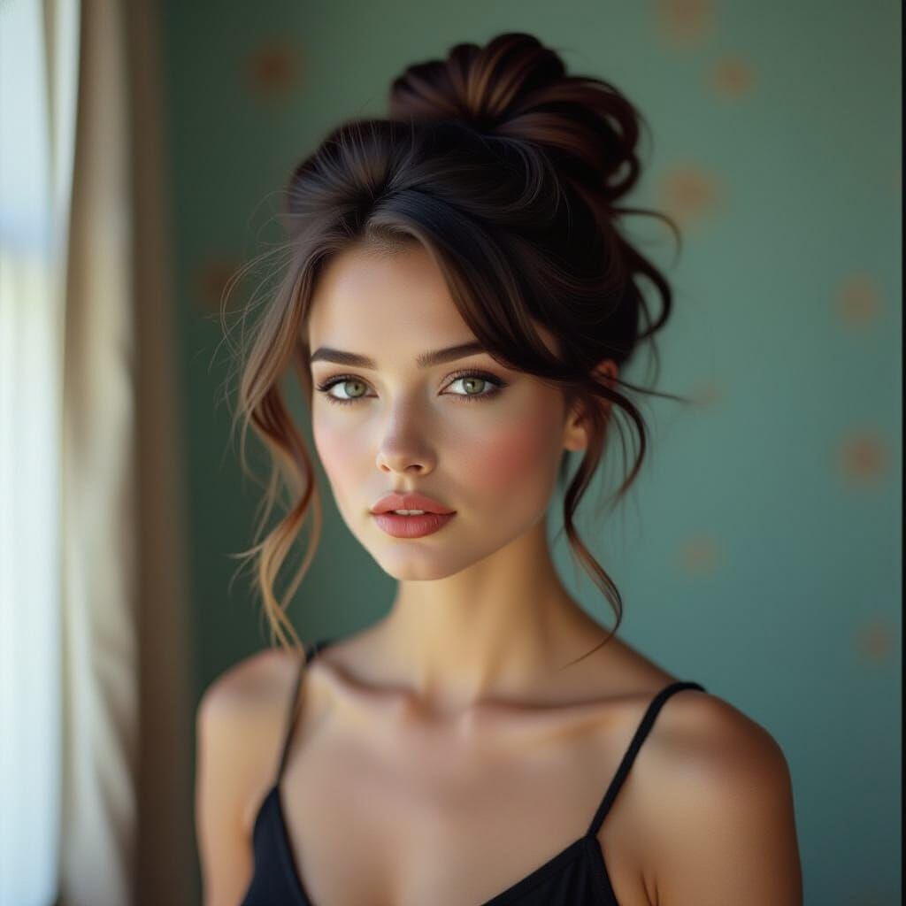 Dramatic Portrait of Woman with Unconventional Hairstyle