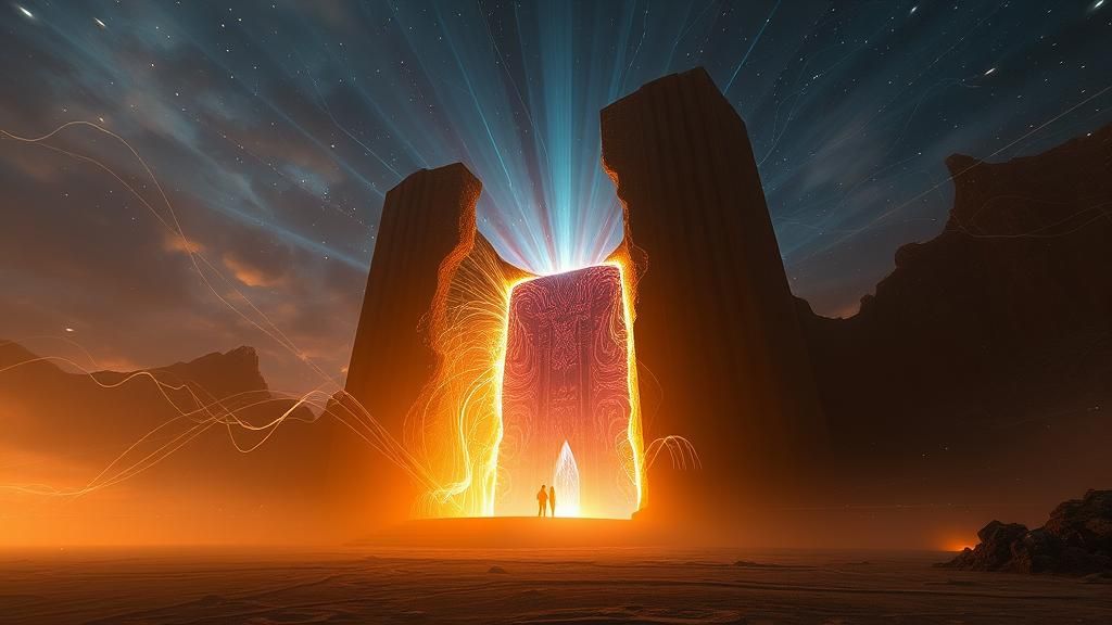 Obsidian Monolith Opens Vortex in Dreamscape