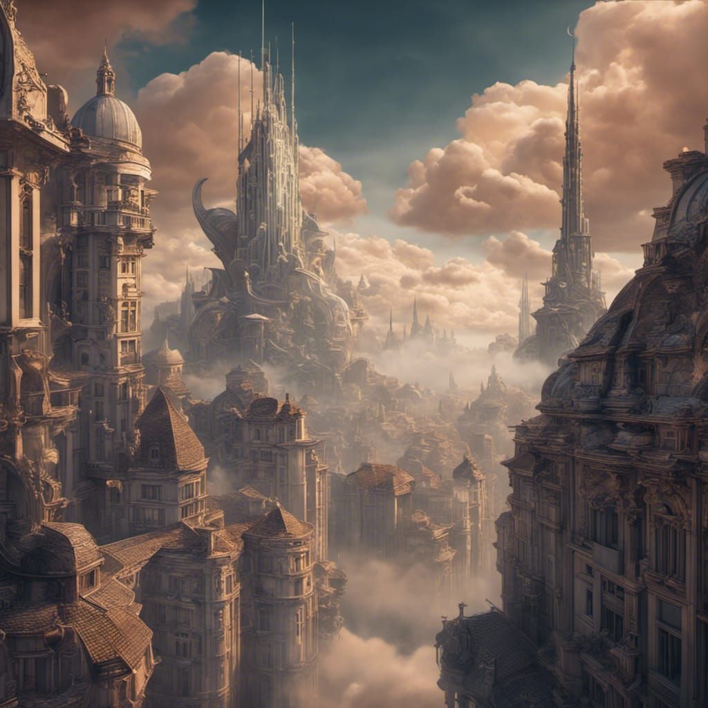 Heavenly City with Art Nouveau Architecture