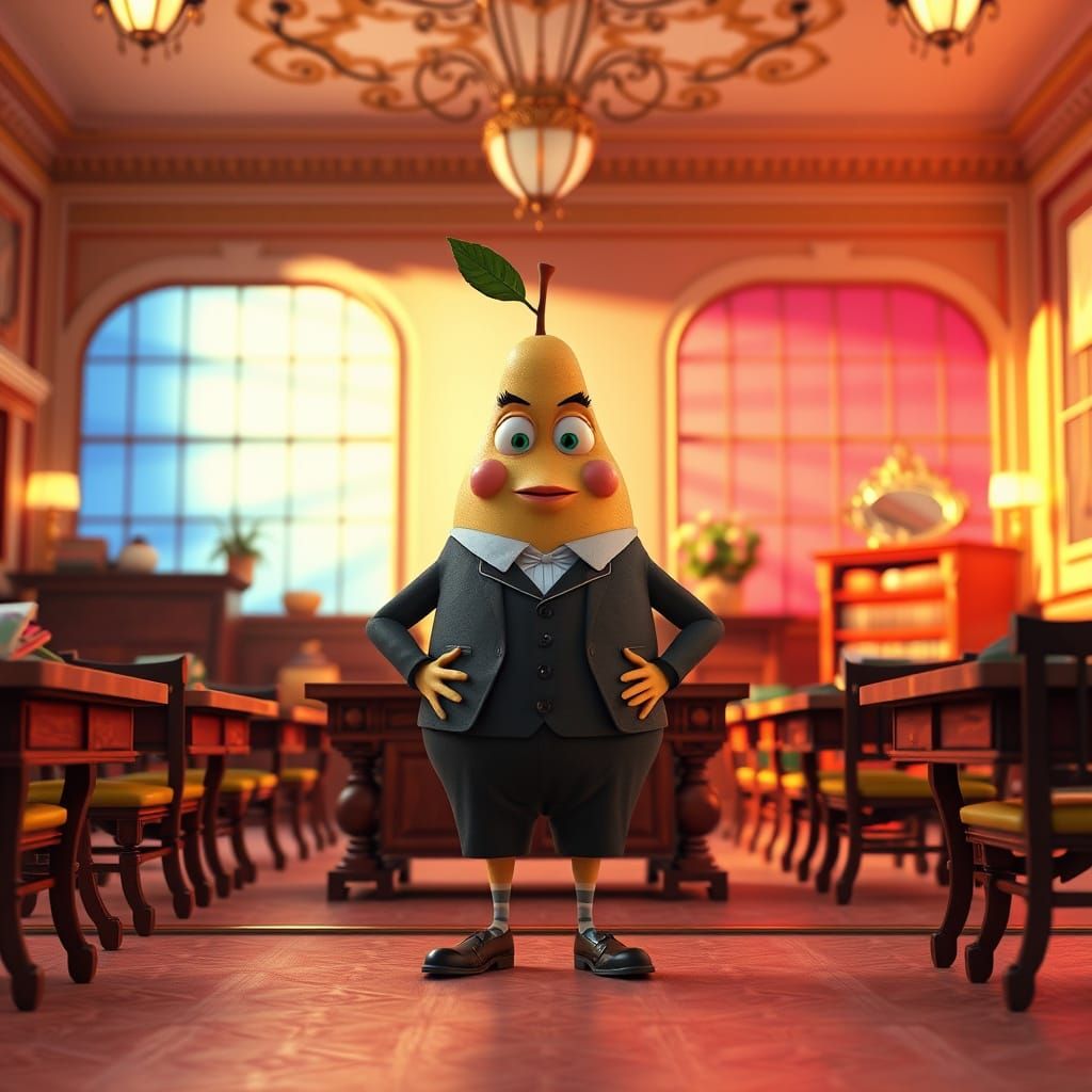 Elegant Victorian-Era Teacher in Lavish Classroom