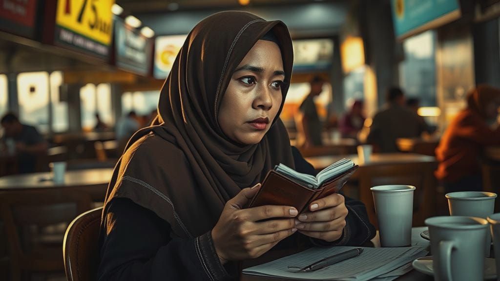 Malay Woman's Escape Plan: A Cinematic Film Still