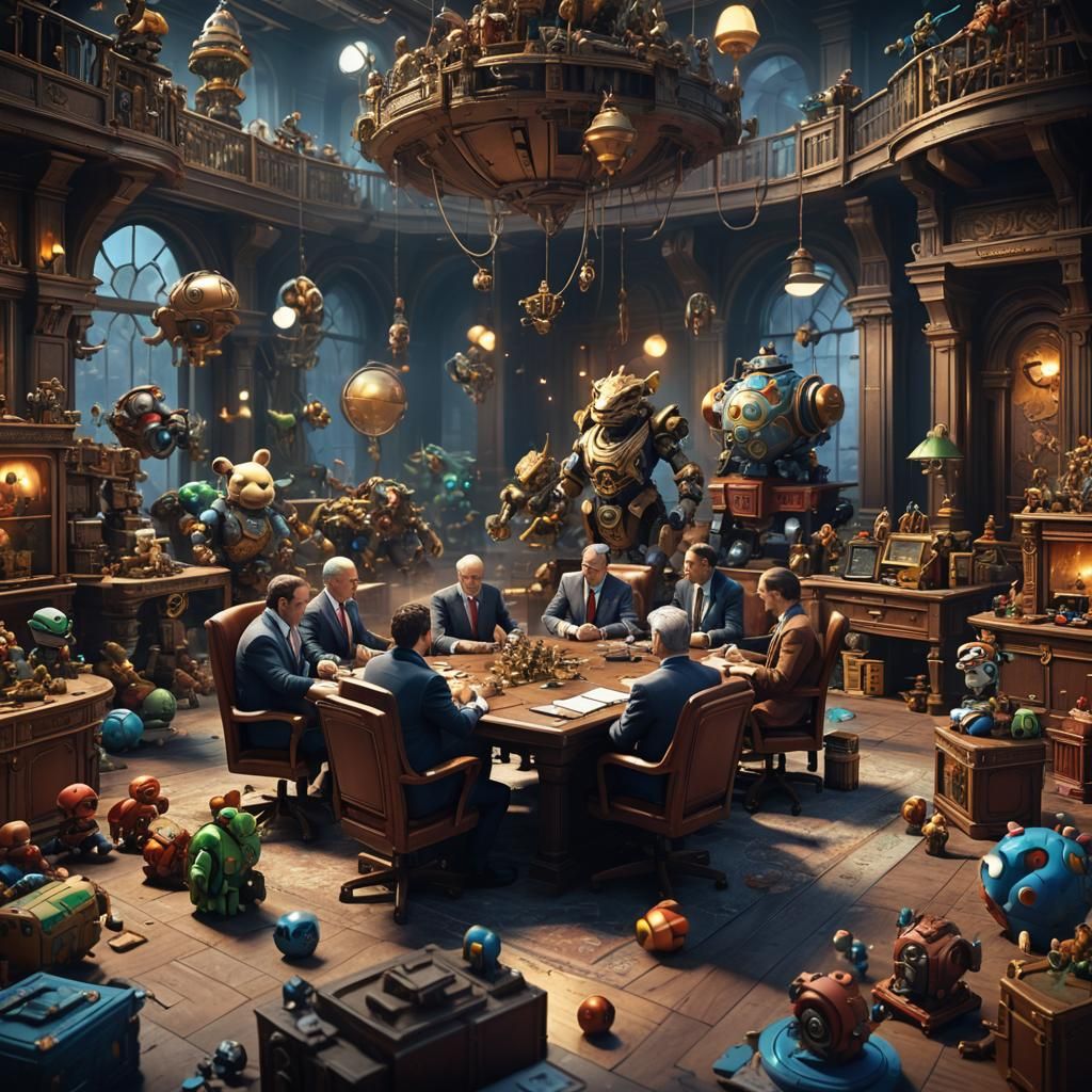 Business meeting of toys