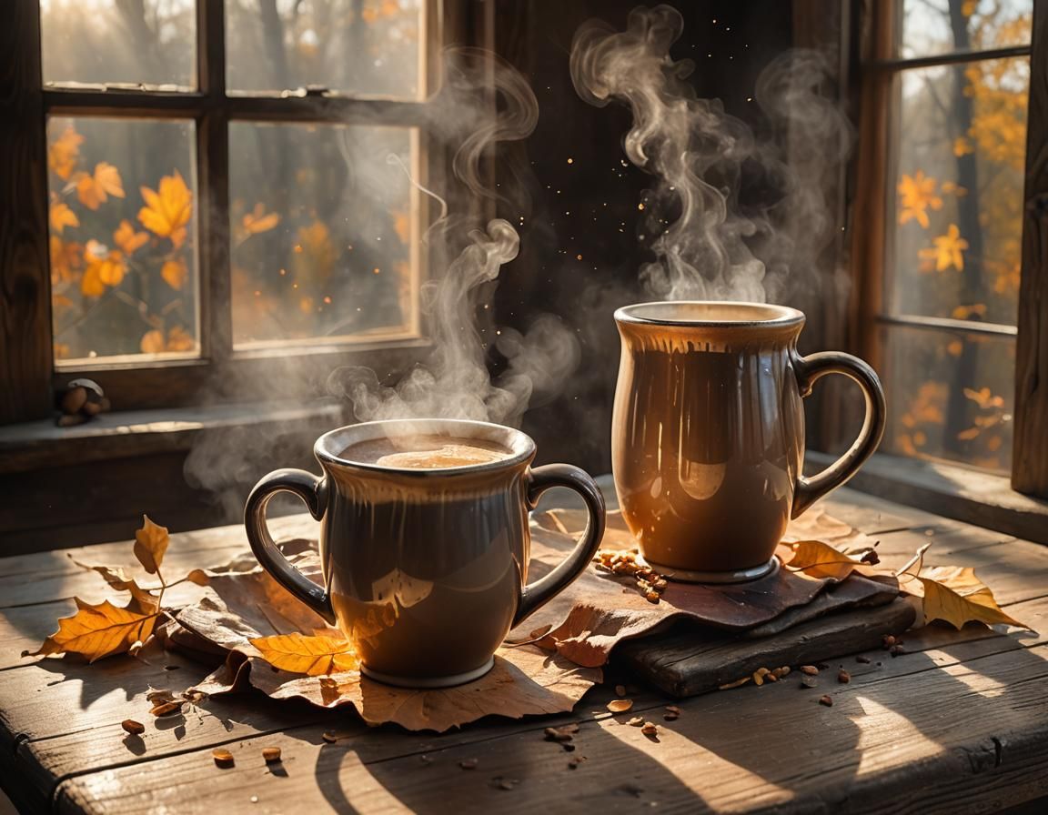 Cozy Mugs in Hyperrealistic Splash Art
