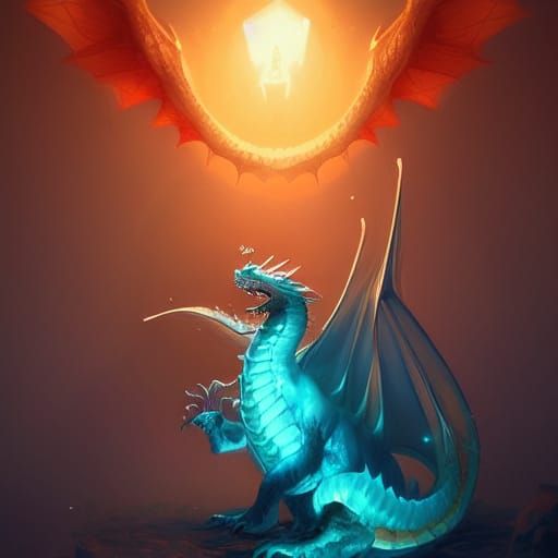 Cute Ice Dragon Concept Art in 8k