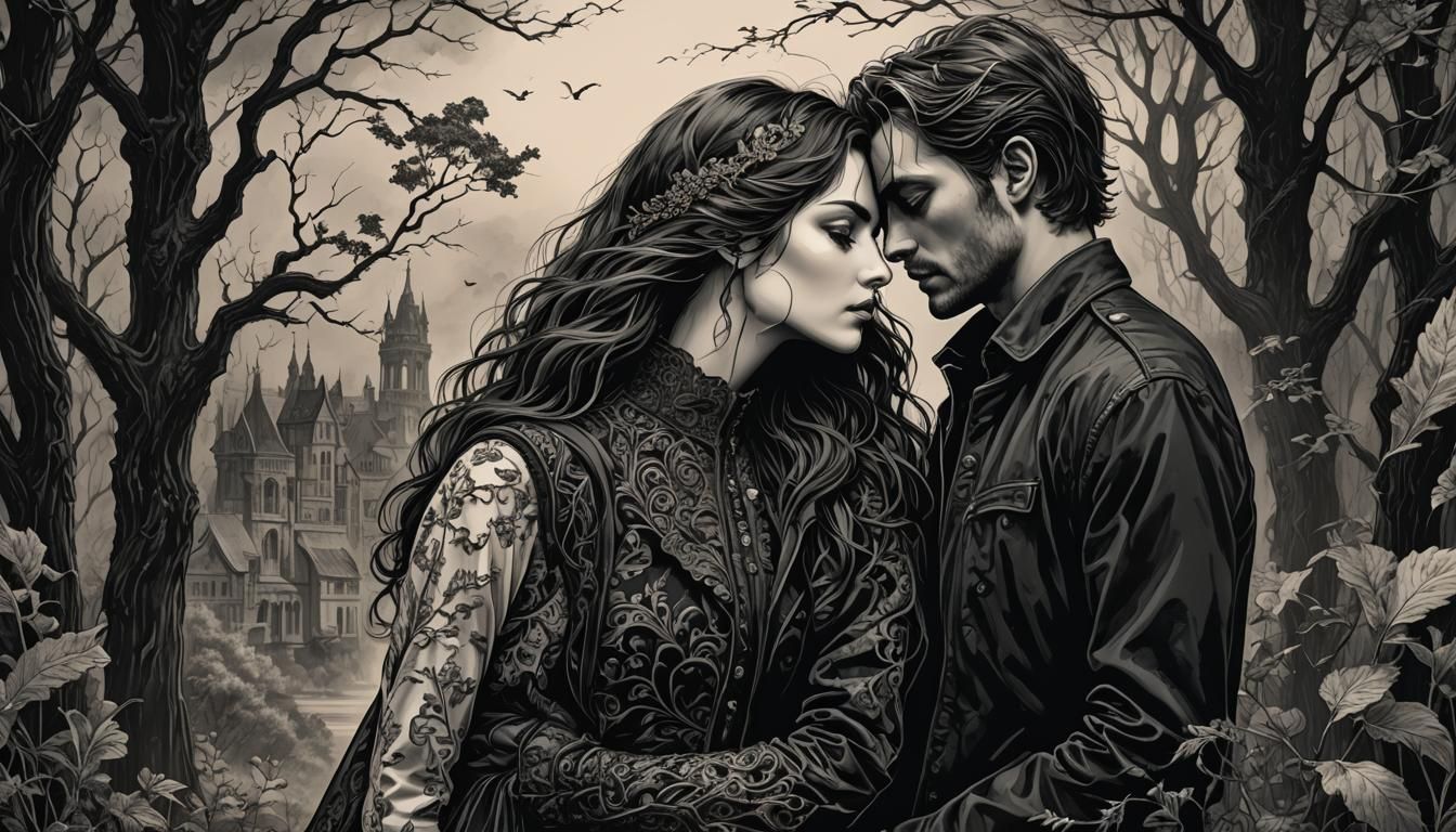 Tragic Love: Ink Sketch of a Broken Heart