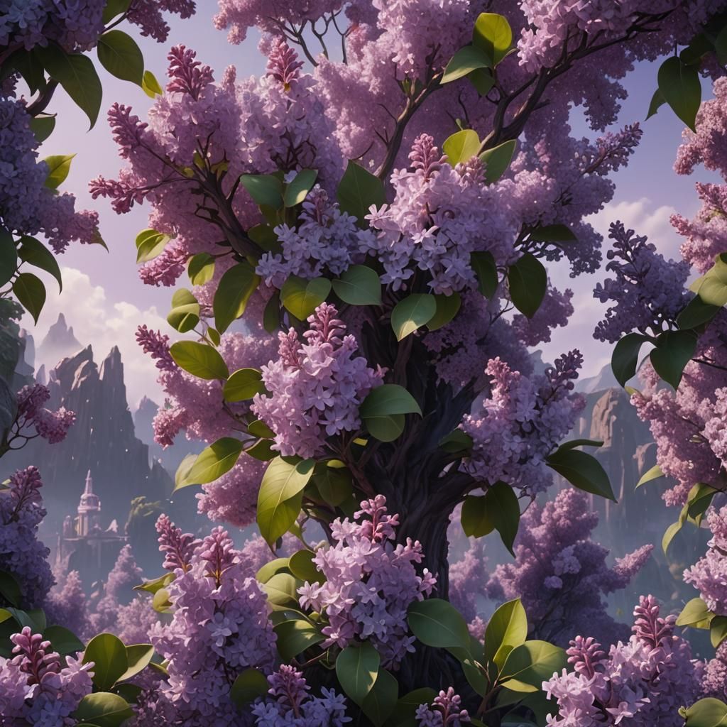 Beautiful Lilac in Detailed Matte Painting Style