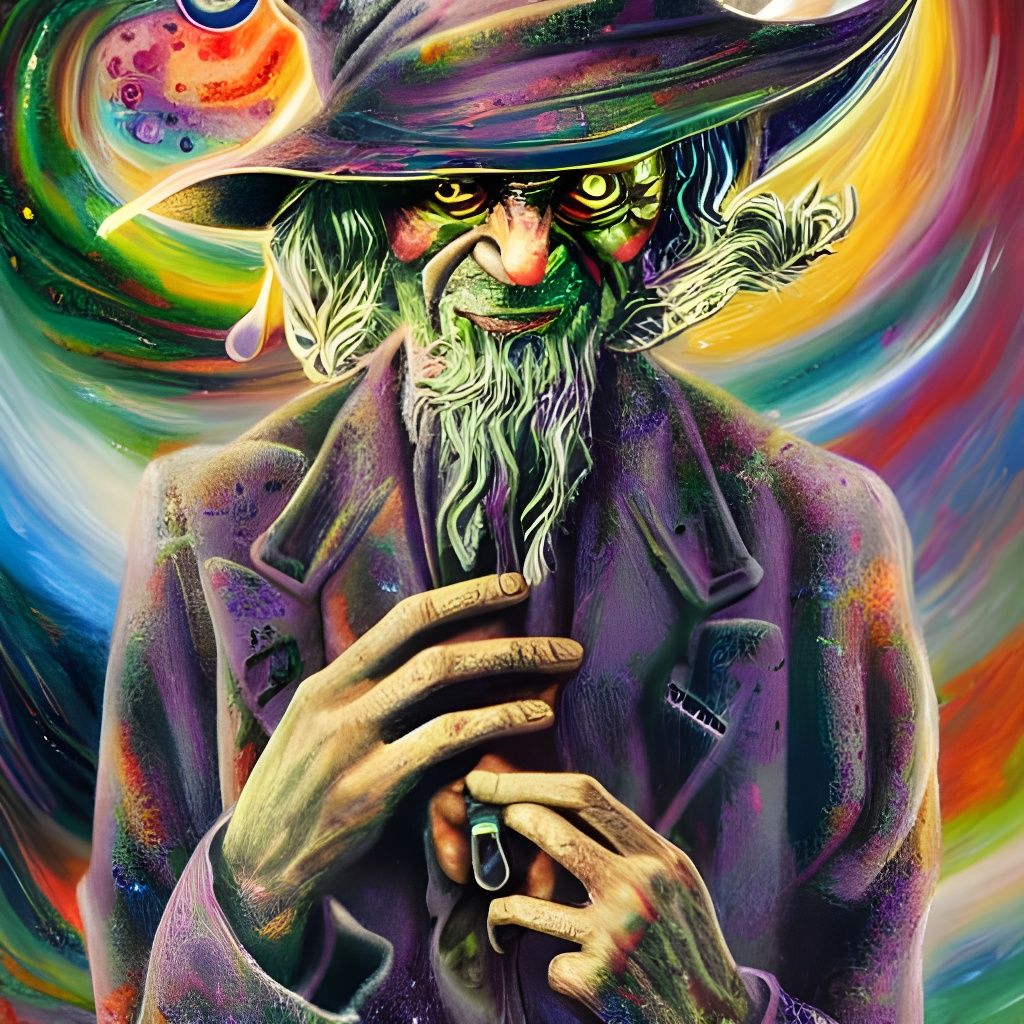 Psychedelic Hybrid Creature Smoking a Joint